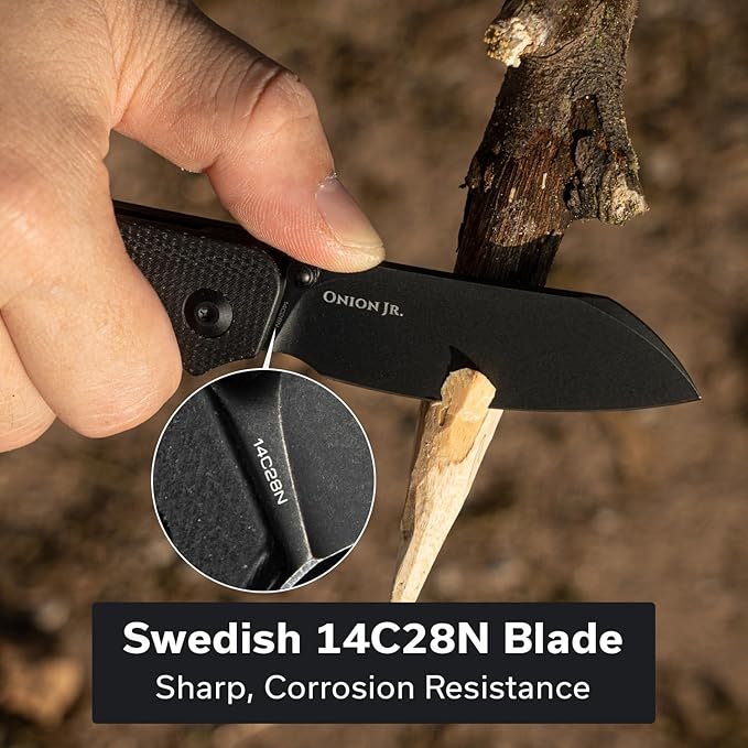 CIVIVI Crabby Pocket Knife, EDC Folding Knife for Men Women with Swedish 14C28N Blade Contoured Micarta Handle, Designed by Ken Onion Jr. C24055-3