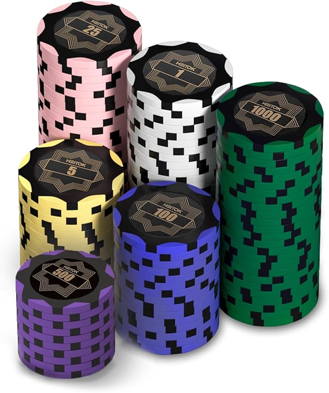 Clay Poker Chips Set 100 Chips with Number for Texas Holdem, 14g Professional Weight & Casino Blackjack Poker Set, Casino Game for Adults