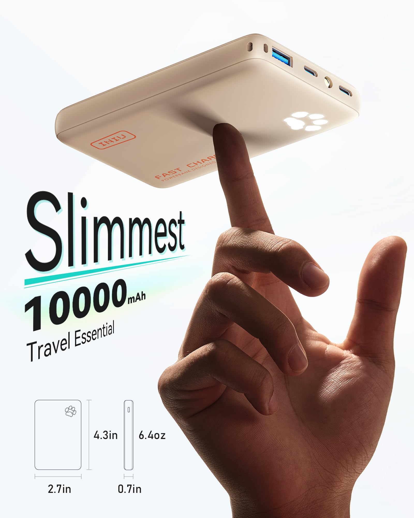 INIU 45W Fast Charging Portable Charger, Smaller 10000mAh Travel Power Bank