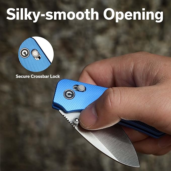 CIVIVI Small Pocket Knife for EDC, Baby Banter 2 Crossbar Lock folding Knife with 2.34" Nitro-V Blade Aluminum Handle, Titanium Thumb Stud Opener C23074-1