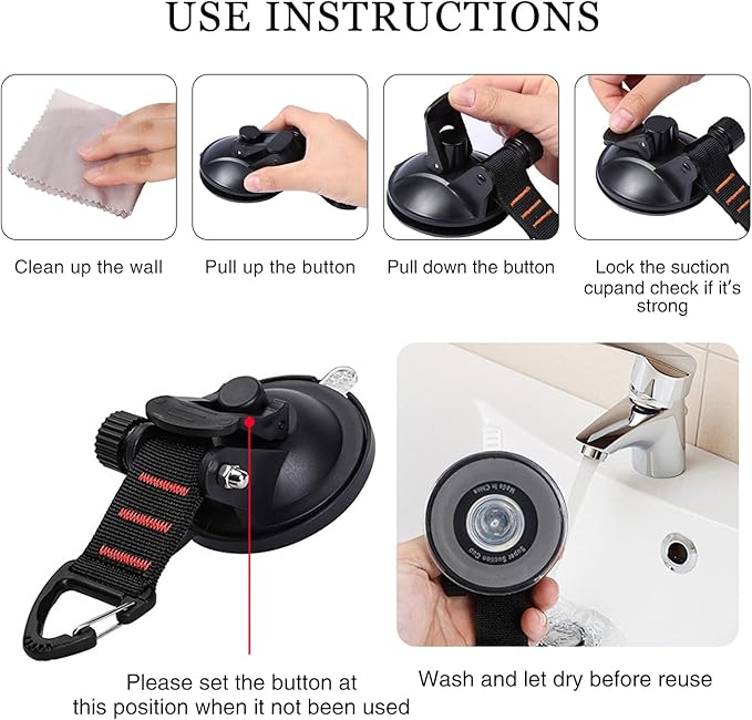 CONBOLA Suction Cups Hooks 8 pcs Car Camping Essentials Heavy Duty Tie Down Suction Cup Camper Accessories with Securing Hook Strong Power for Car Awning Boat SUV Tent Trap Window Glass.(8 pcs)