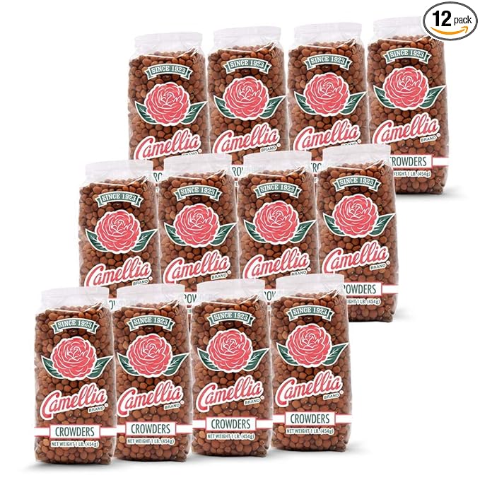 Camellia Brand Dried Crowder Peas ??Premium Southern Field Peas with Rich, Earthy Flavor for Soul Food, Hoppin??John, Stews, Salads, and Healthy Vegetarian Meals ??Non-GMO, Gluten-Free 1 Pound (Pack of 12)