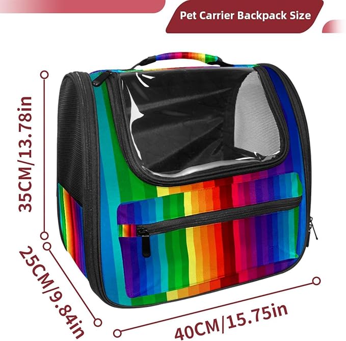 Colorful Rainbow Painting Stripes Pet Carrier Airline Approved Pet Carrier Bag Dog Carrier for Small Medium Cats Dogs Puppies Kitten
