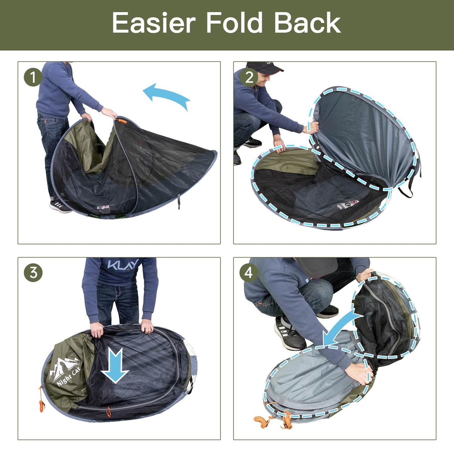 Night Cat Pop-up Mosquito Tent: 1 Person Camping Tent with Bug Screen Net Adults Fits for Camping