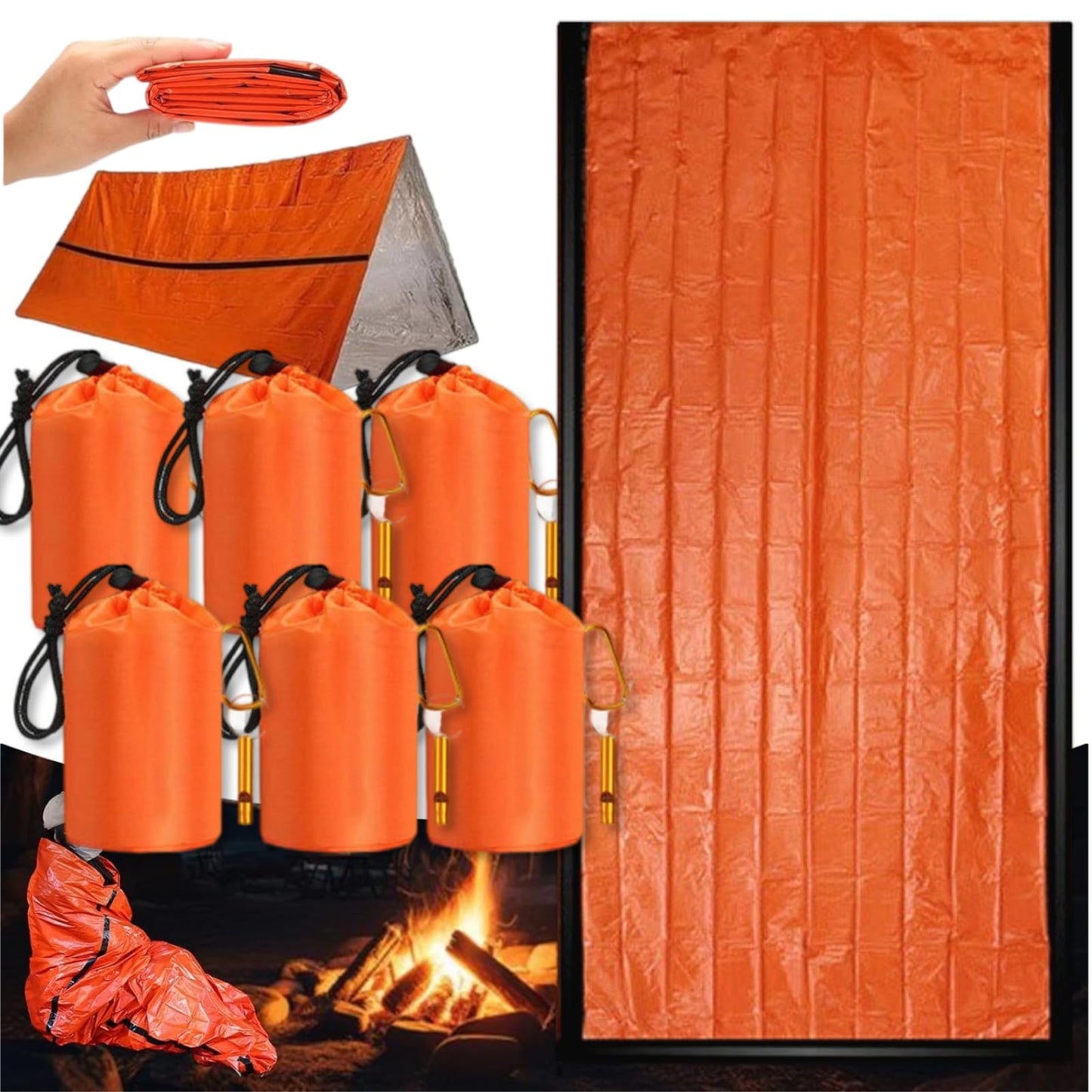 Dzronda Emergency Sleeping Bag with Whistle, Portable Emergency Survival Bag, Lightweight Pocket