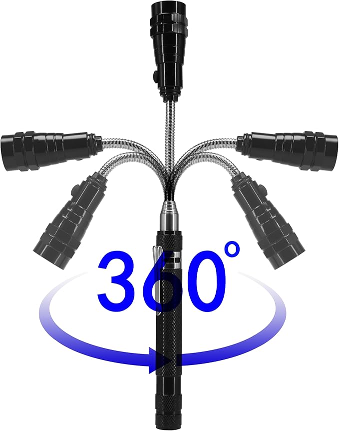 Magnetic Telescopic Elastic Neck Picking Tools, Portable Expandable Magnetic Telescopic LED Flashlight Magnetic Pickup Tools Work Lights Flashlight Magnetic, Outdoor Multi-Purpose Flashlight