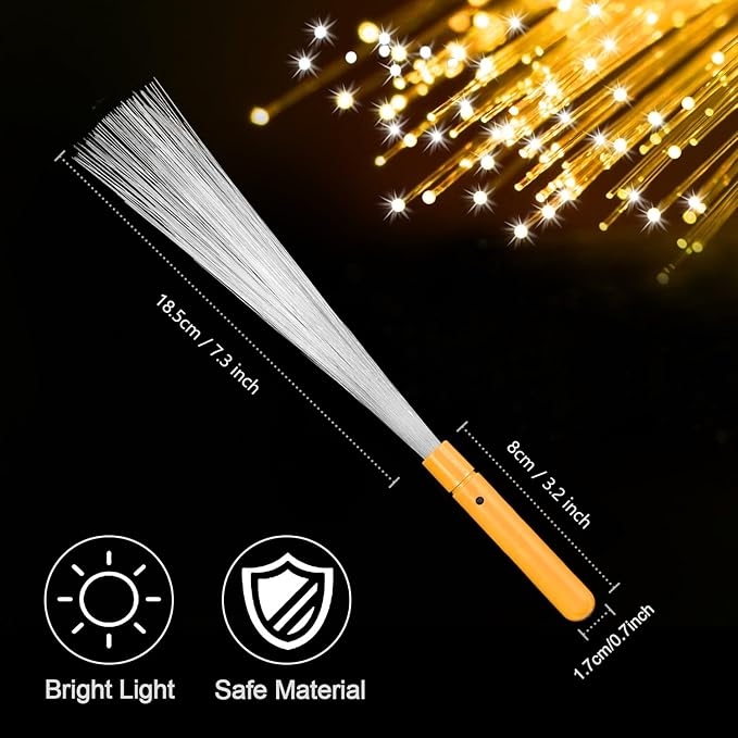 12Pack Orange Glow Sticks Light Up Fiber Optic Stick Glow Wands Bulk with 3 Flashing Models for Christmas Halloween Party Favors Birthday Wedding Concerts