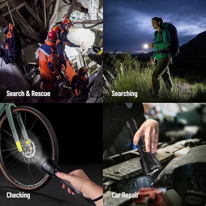 NICRON B200 Rechargeable Flashlights 1600 High Lumens, 3280ft Long Range, Super Bright LED Flashlight Type C Charged, 6 Modes Long Lasting 648 Hours, IPX8 Waterproof for Emergencies, Camping