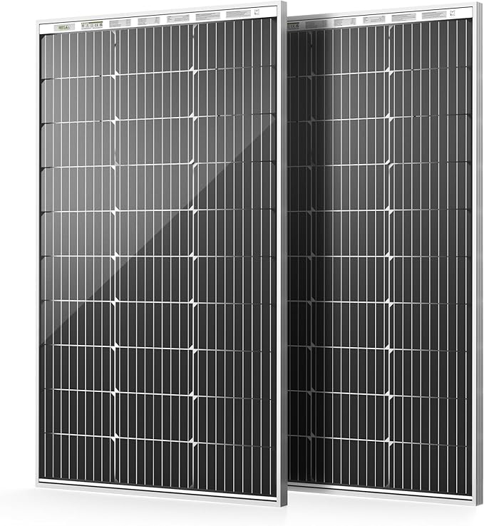 HQST Bifacial 200 Watt 12V Solar Panel, 9BB Monocrystalline Solar Panel High Efficiency Module PV Power for Battery Charging Boat, Caravan and Other Off Grid Applications,2 Pack