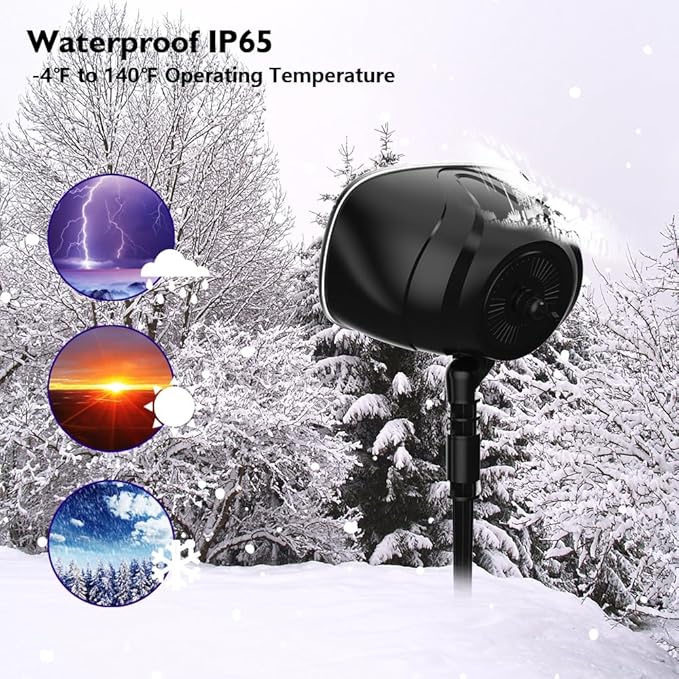Elec3 Christmas Snow Projector Lights Outdoor, RGBW Snowfall Projector Lamp Rotating Falling Snow Projector with Remote Control Landscape Multicolor Lights for House Yard Garden Halloween Xmas Decor