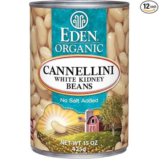 Eden Organic Cannellini White Kidney Beans, No Salt Added, 15-Ounce Cans (Pack of 12)