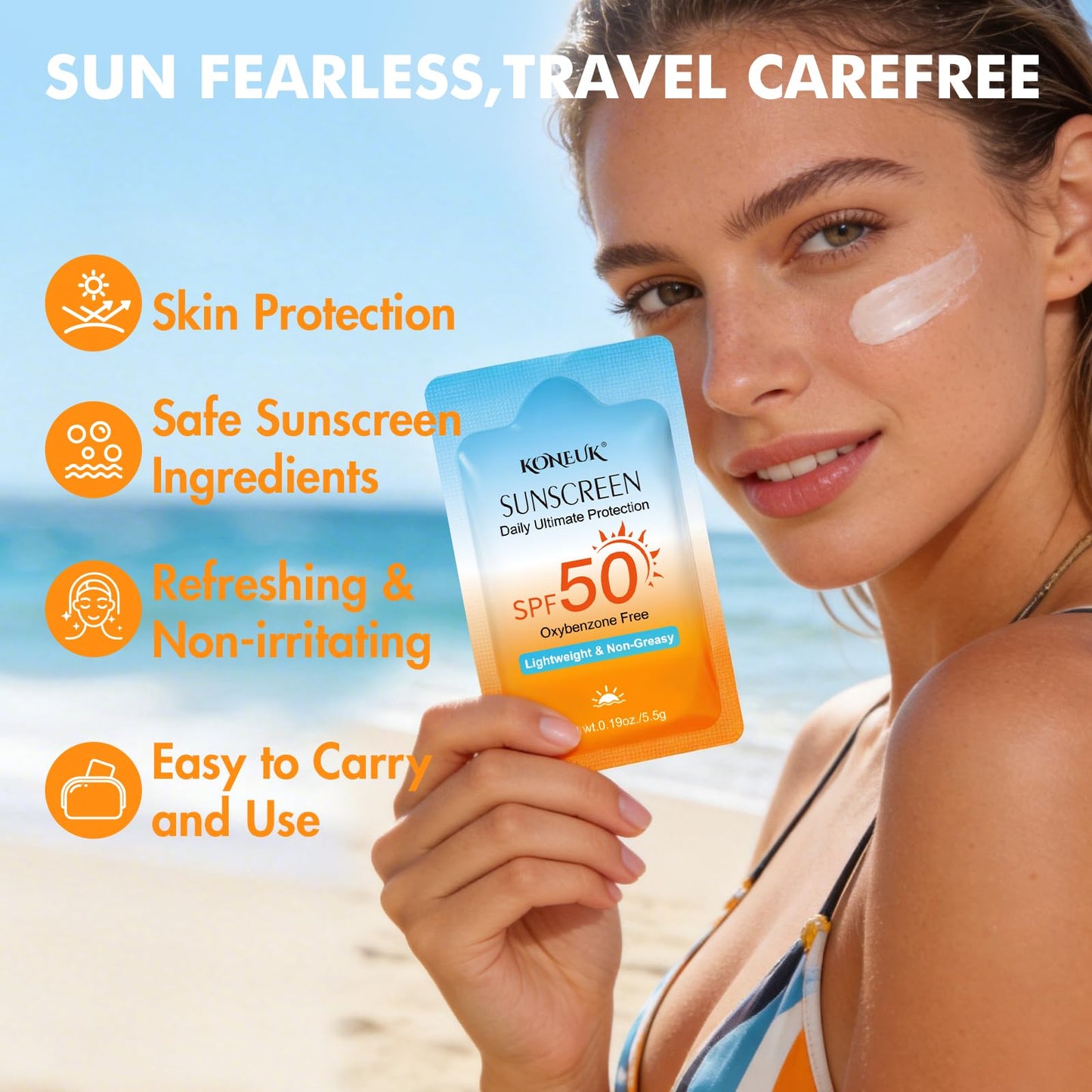 200 Pack Bulk Mini Sunscreen for Face Body, Lightweight & Non-Greasy