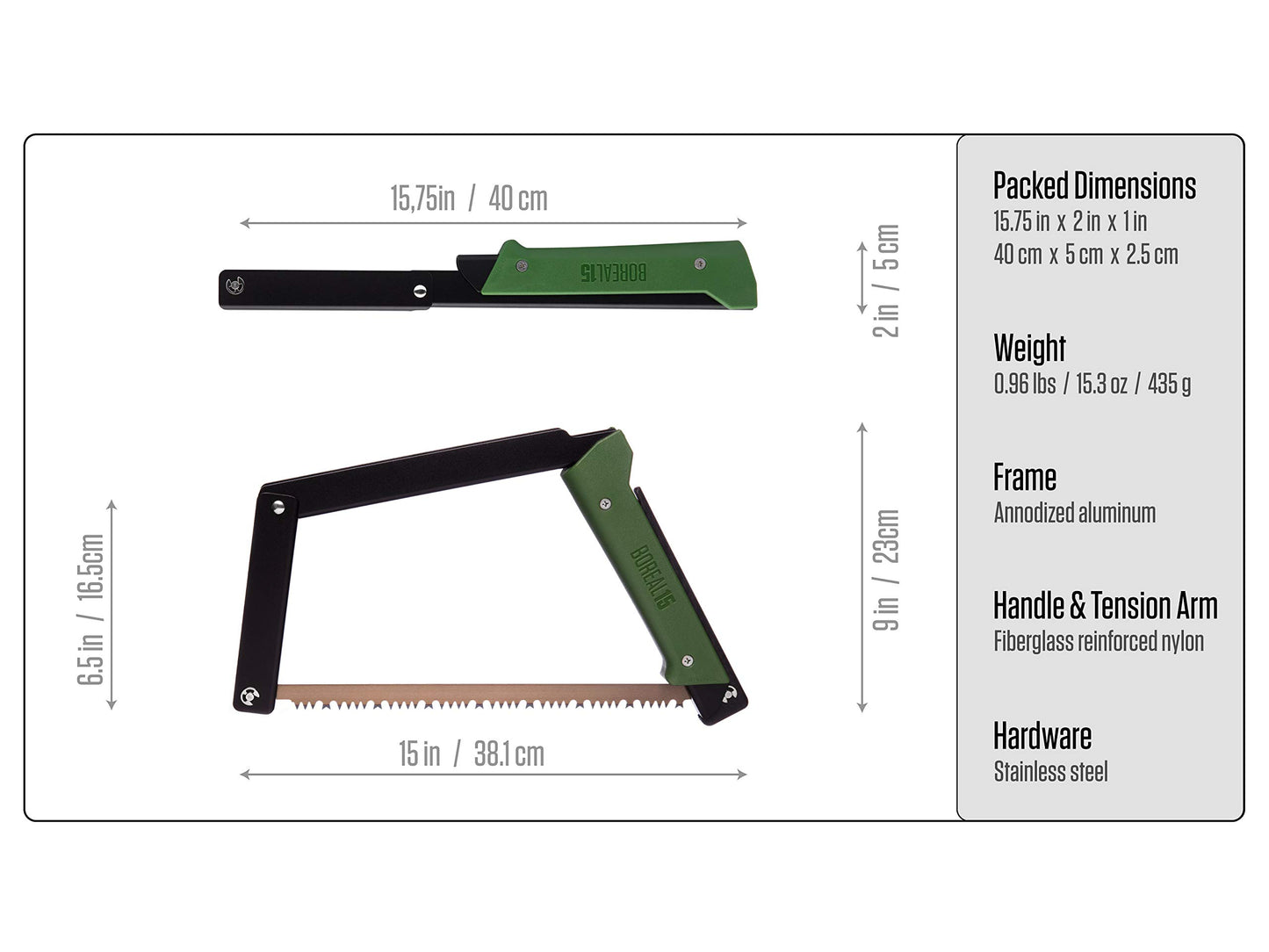 AGAWA - BOREAL15-15 Inch Folding Saw with All-Purpose Saw Blade - Camping Gear For Hiking, Fishing