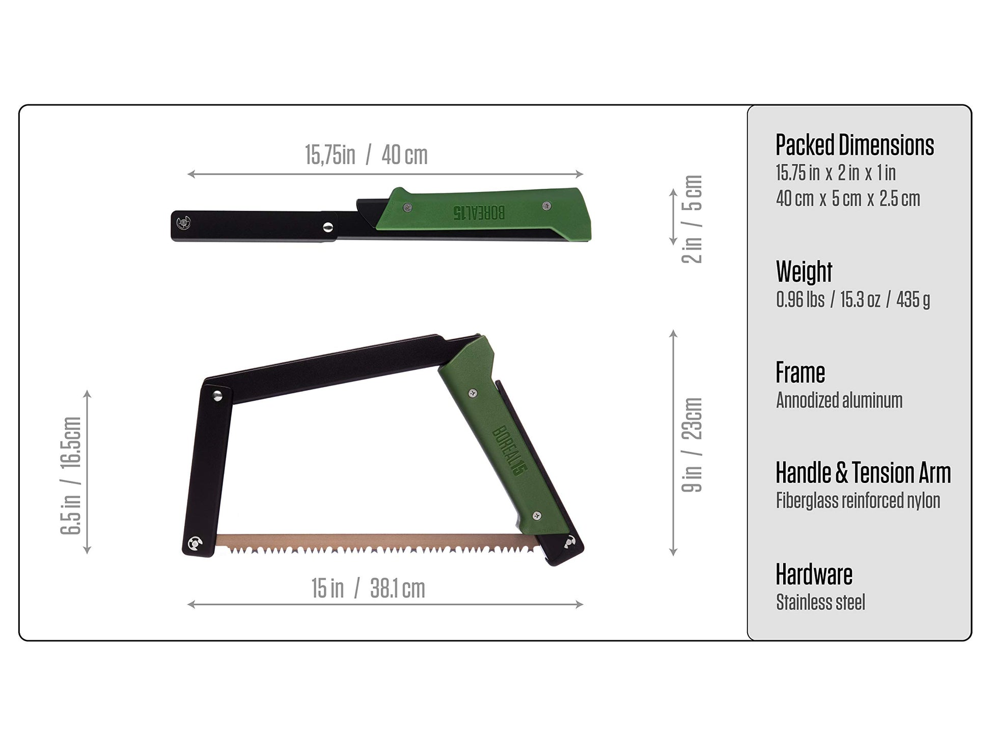 AGAWA - BOREAL15-15 Inch Folding Saw with All-Purpose Saw Blade - Camping Gear For Hiking, Fishing