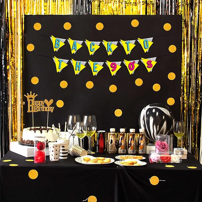 Back to the 90s Neon Banner - Funny Throwback 90's and 80's Theme Party Decoration, Favors & Supplies