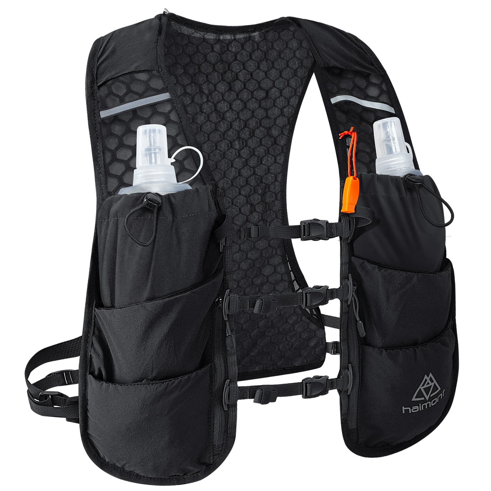 Haimont 5L Trail Running Hydration Vest with Soft Flasks, Black, M