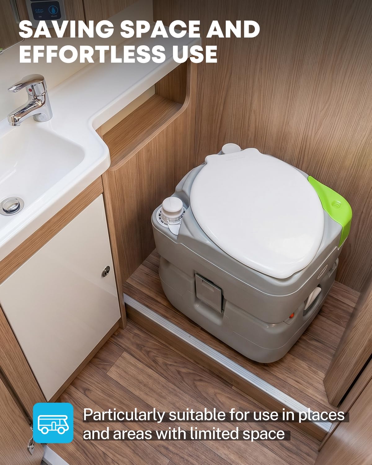 Kohree 5.8 Gal Camping Toilet for Adults with Diagonal Elongated Bowl Seat