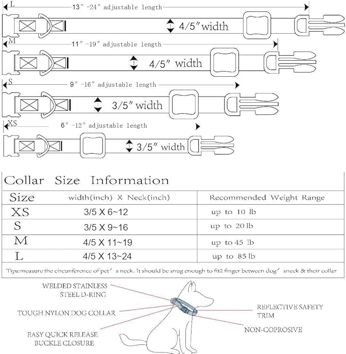 ROKHEVN WANTIG Embroidered Personalized ID Collar, 4 Adjustable Sizes: Extra-Small, Small, Medium, Large with Dog Name Phone#, Reflective Pet Pink Collars for Boy & Girl Dogs, X XS M L XL