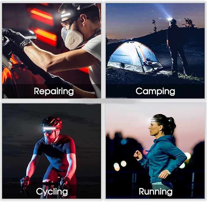 LED Rechargeable Headlamp, Flashlight, Hard hat Headlight, 5 Modes Motion Sensor Waterproof 350 Lumen LED 230 Wide Beam Head Lamp, for Outdoors, Camping Essentials Gear, Running, Hiking, Repair Work