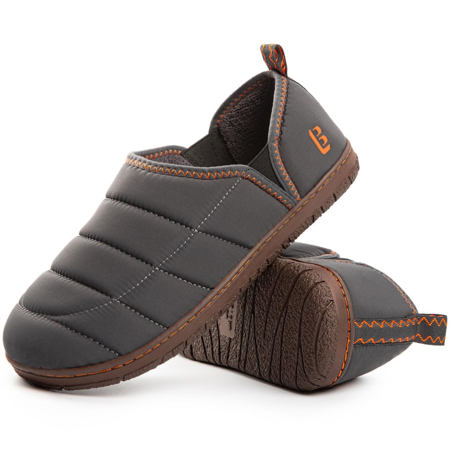 LongBay Men's Outdoor Slippers Two Tone Indoor House Shoes Grey, 10