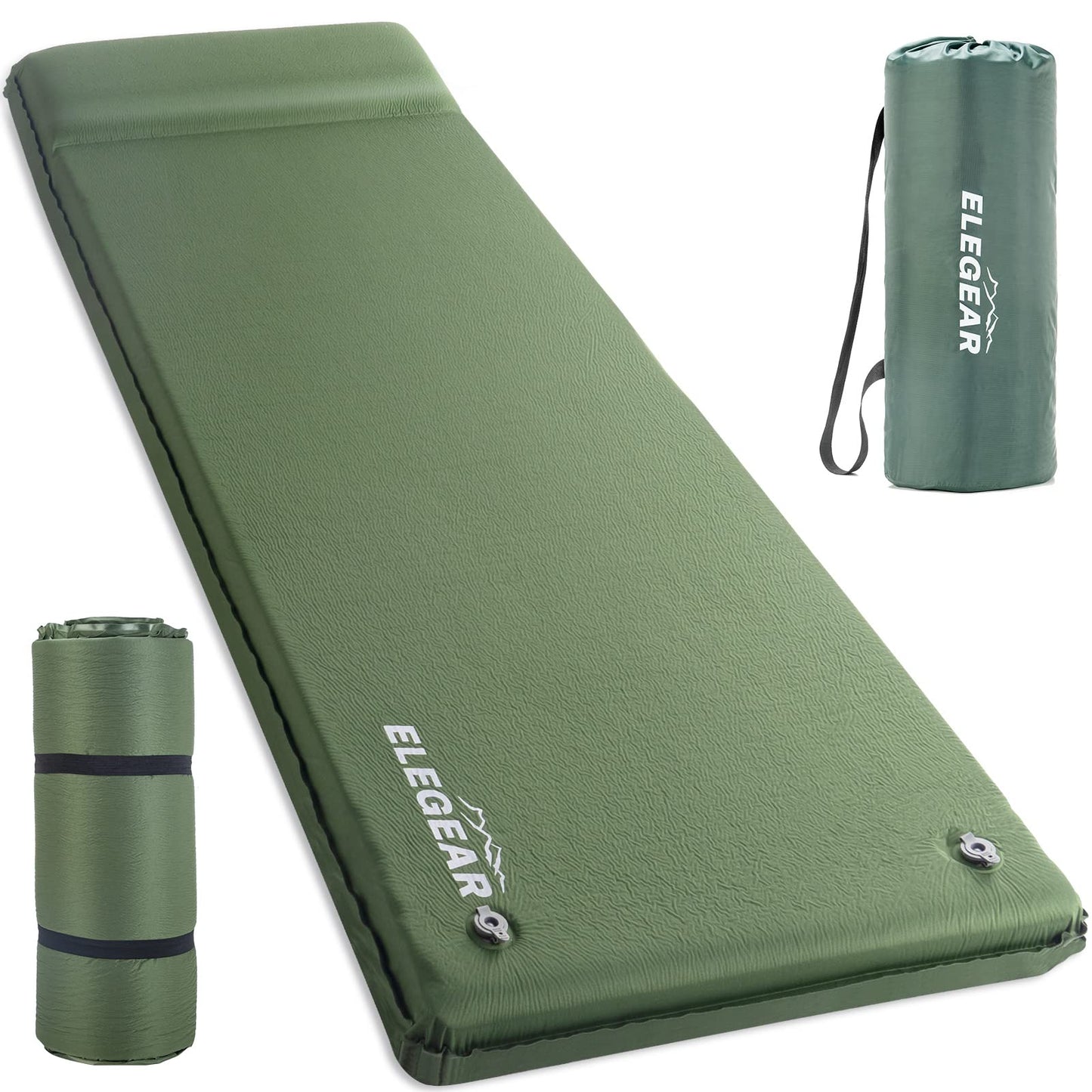 Elegear Self Inflating Sleeping Pad with Pillow 26D Memory Foam 3.15"