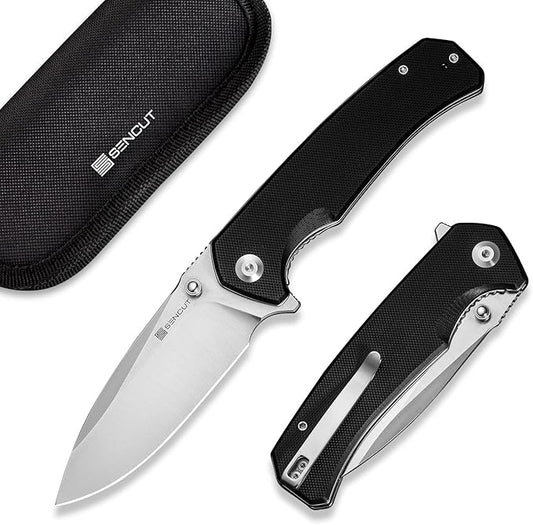 SENCUT Skarnax Pocket Knife for Men, Folding Knife with 3.79" 9Cr18MoV Blade & G10 Handle, Lightweight Everyday Carry, Camping, Hunting, Outdoor (Black)