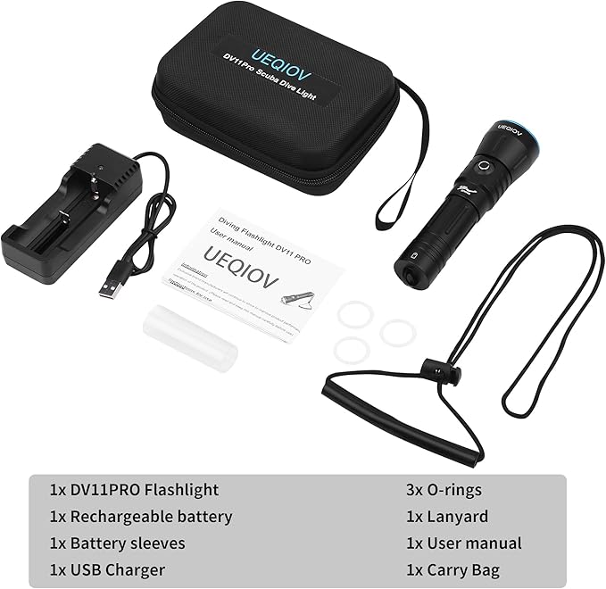 Dive Light Scuba Diving Flashlight Dive Torch Rechargeable,3500Lumens 6 Modes Underwater Light,IPX8 Waterproof Flashlight, Safety Dive Lights with Power Indicator for Night Diving
