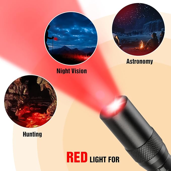 EverBrite Red Light Flashlight with 395nm Blacklight UV/White Light, Multi-Function LED Pocket Pen Light, AAA Batteries Included, for Night Vision, Pet Stain Detection, Camping