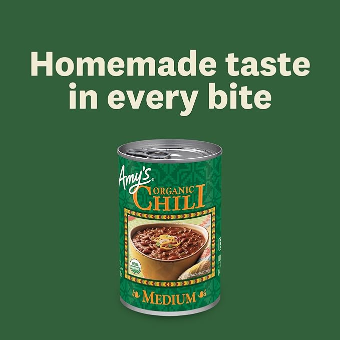 Amy's, Chili, Gluten Free, Vegetarian, Organic, Medium Spice, Jalapeño Pepper, 14.7, Pack of 12 oz