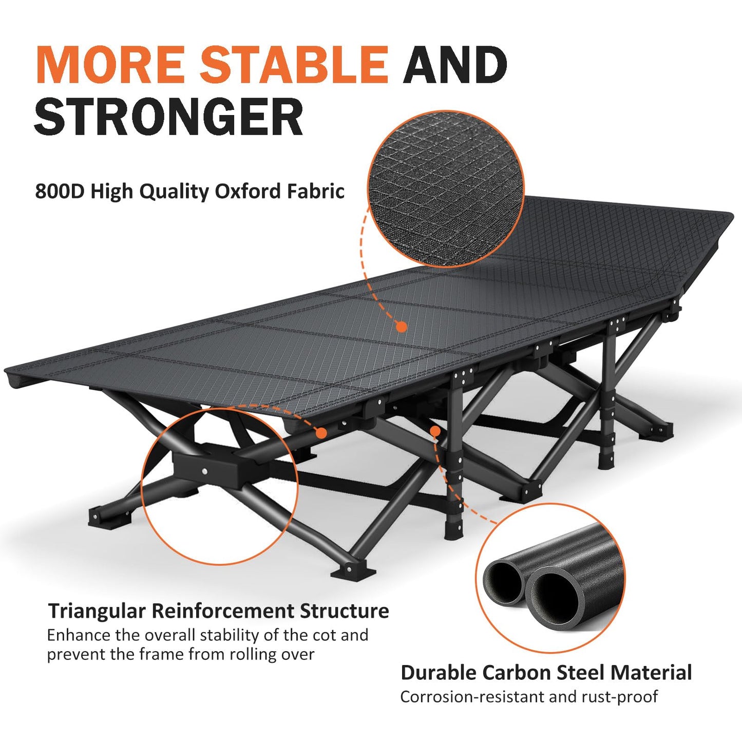 ATORPOK Camping Cot for Adults with Comfortable Cushion, Folding Bed