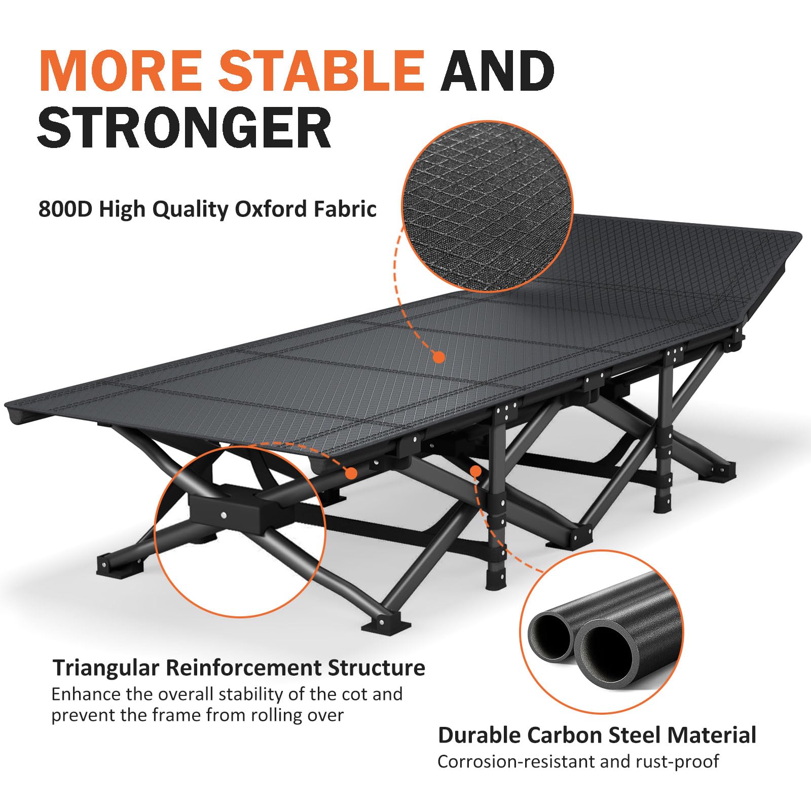 ATORPOK Camping Cot for Adults with Comfortable Cushion, Folding Bed