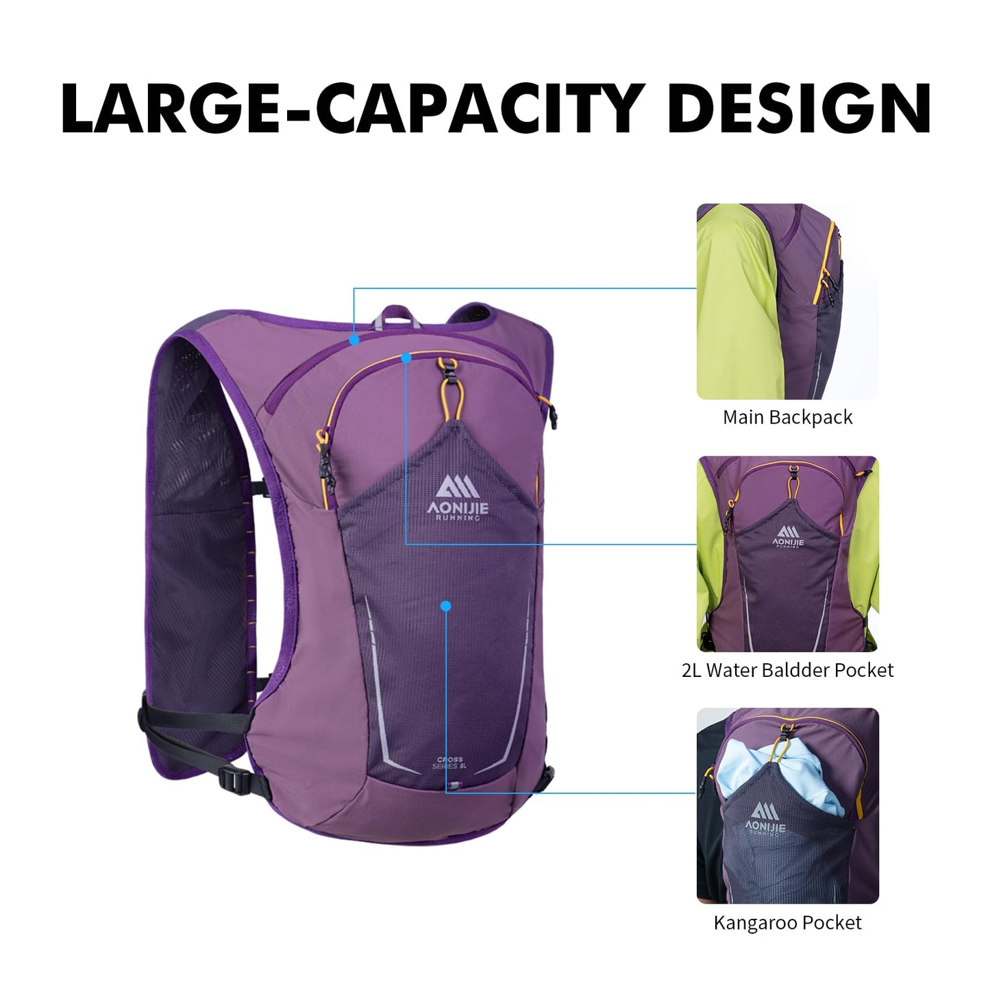 AONIJIE Running Hydration Vest for Women Men 8L Hydration Backpack Hiking