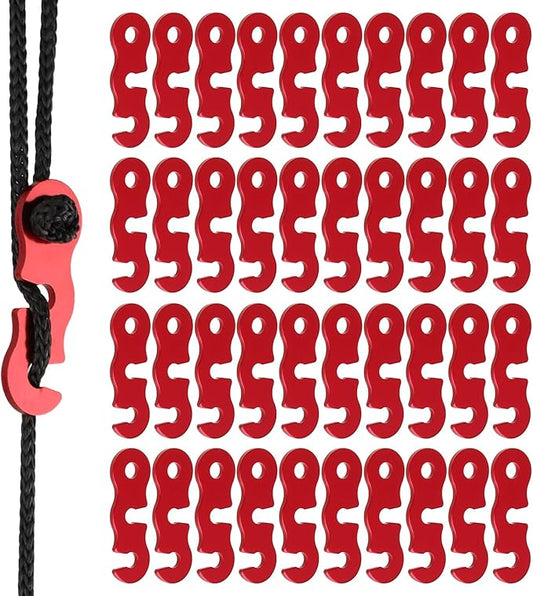 40PC Rope Tensioner, Aluminum Alloy S - Shaped Rope Tightener with Three - Eye Opening, Outdoor Camping Tent Rope Buckle, Ideal for Tent Tie Downs, Clothesline Tightening & Hiking Accessories