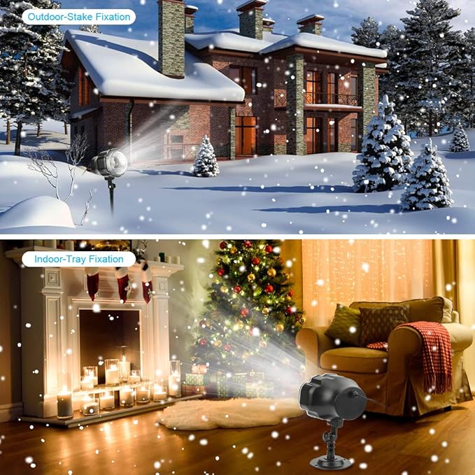 Elec3 Christmas Snowfall LED Projector Outdoor, Waterproof Rotating Snow Projection Snow Decorative Projector Lights with Timer, Remote for Halloween Party, Wedding, Garden, Xmas Decoration