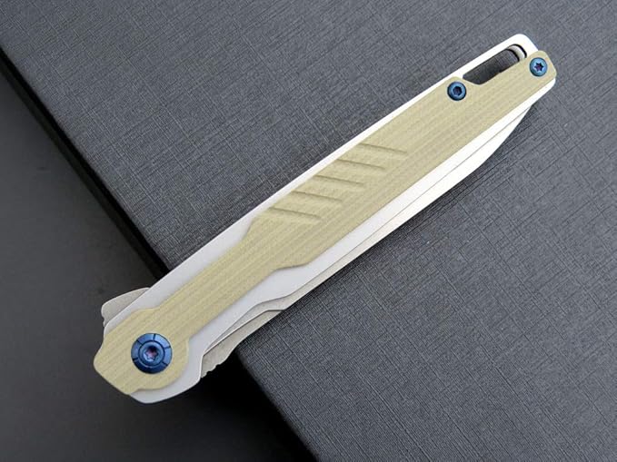 Eafengrow EF942 EDC Folding Knife, D2 Steel Blade Titanium Plating & G10 Handle,Pocket Clip with Frame Lock EDC Pocket Knife for Camping Hiking Survival Outdoor(Desert)