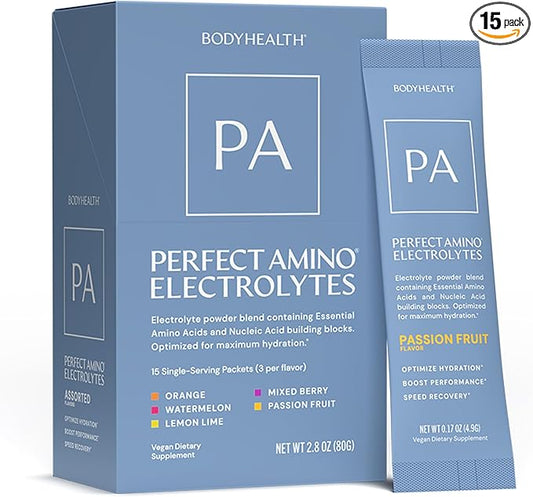BodyHealth PerfectAmino Electrolyte Drink Mix ??Variety Pack??No Sugar, Keto & Fasting Friendly, Hydration with Trace Minerals ??Stick Packs