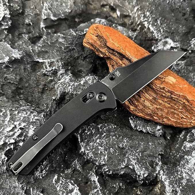 KANSEPT Main Street Pocket Folding Knife, 3.36''Black Ticn Coated 154cm Sharp Steel Blade, G10 Handle with Axis Lock and Thumb Stud, Perfect Clip for Camping Hiking Fishing Gift Everyday Carry T1015v1