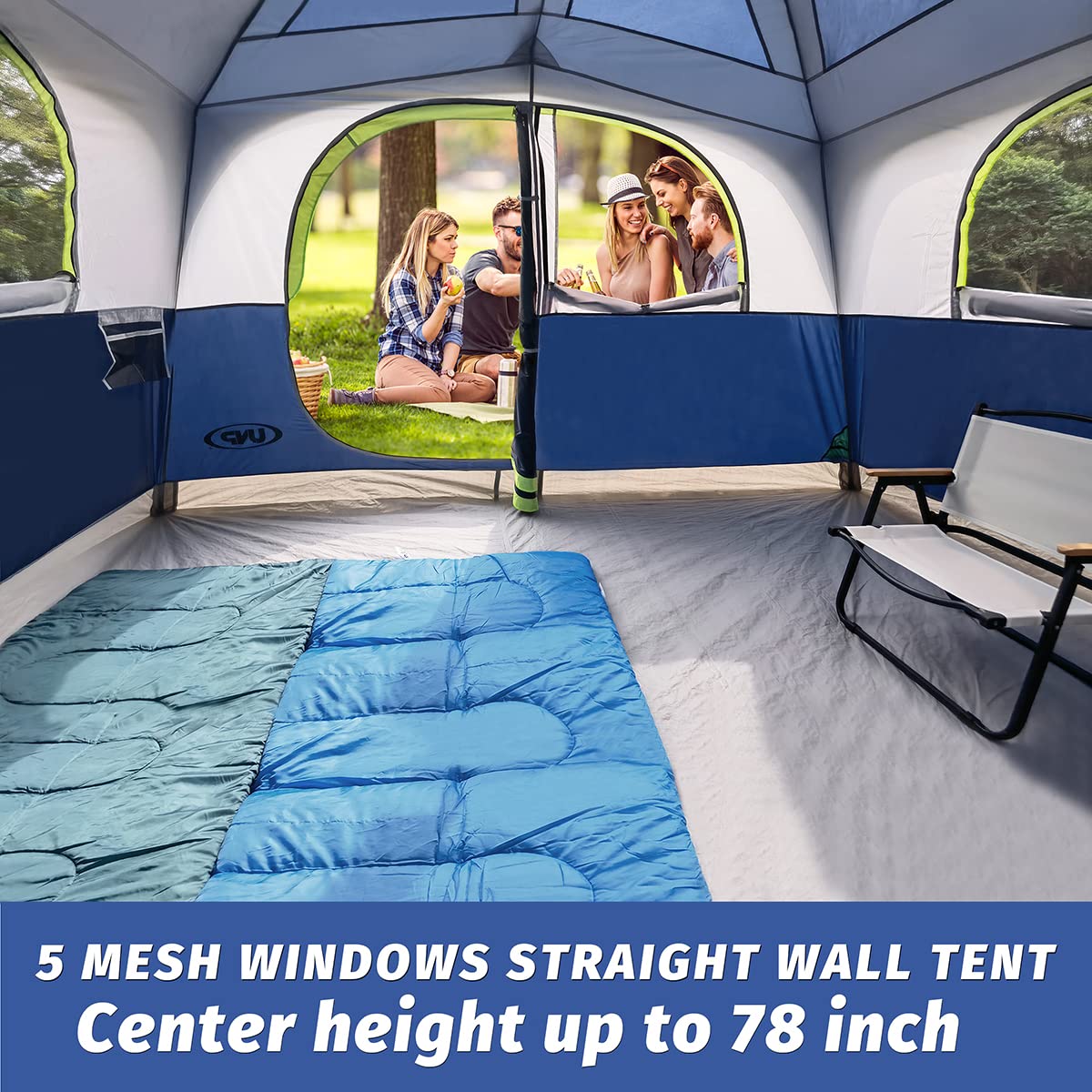 UNP 6 Person Tents for Camping Waterproof Family Cabin Tent with Rainfly
