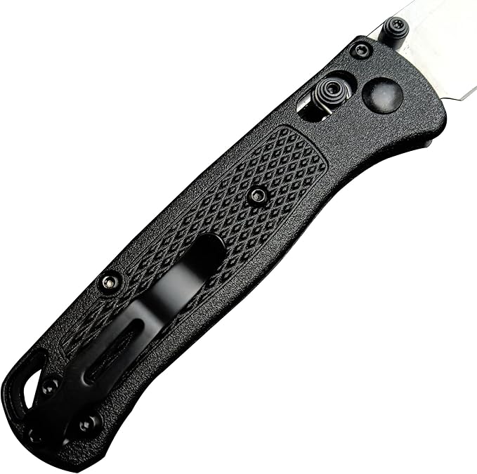 HUAAO Mini Folding Pocket Knife, Plain Edge, Thumb Stud Manual Open, Glass Reinforced Nylon Grivory Handle with Belt Clip for EDC Camping(440C blade)