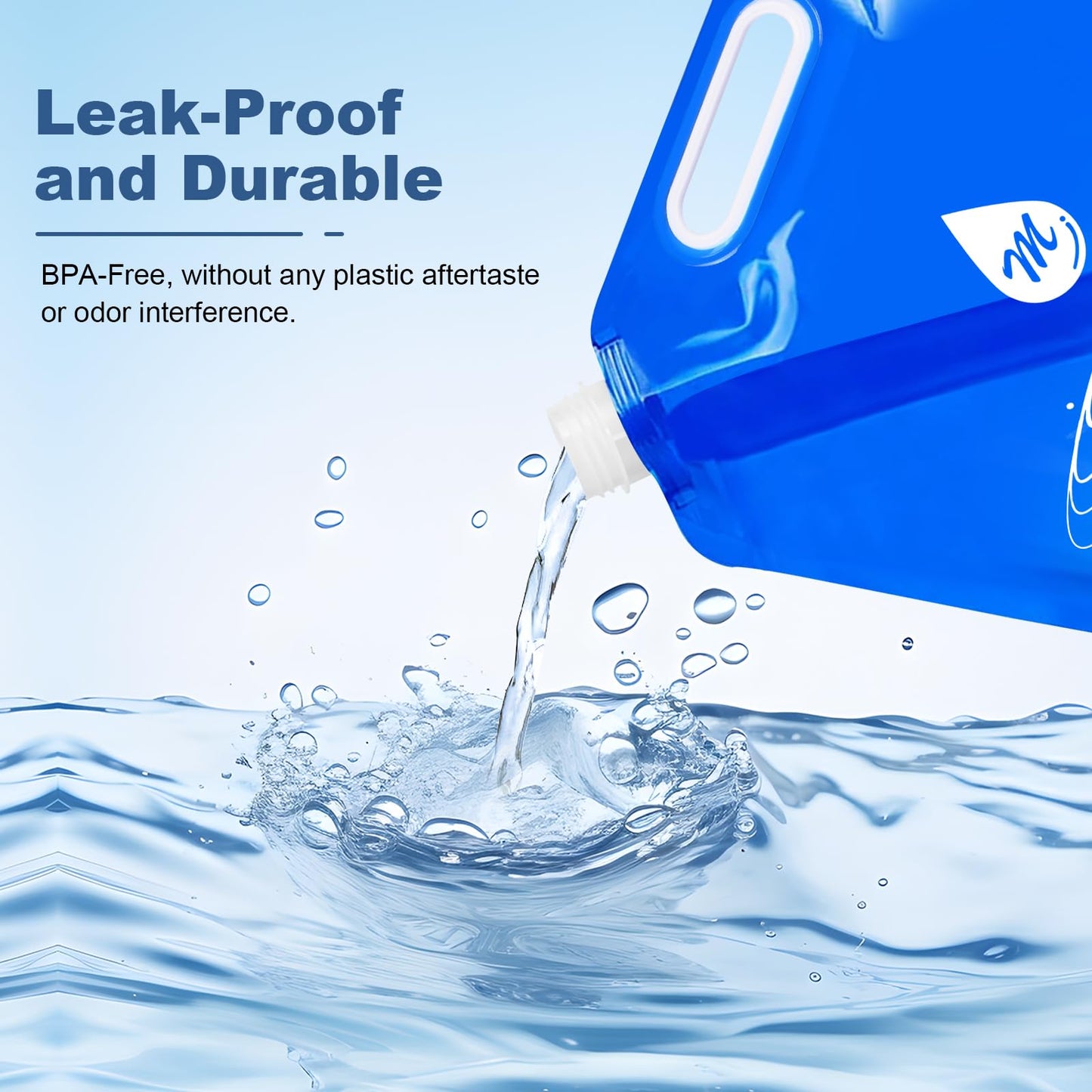 SOCATER Water Container Bags, 4 Packs BPA Free No-Leak Foldable Plastic 1.3 Gallon Water Container