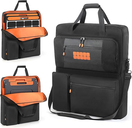 Padded Solar Panel Carrying Case Compatible with Jackery SolarSaga 100W 100X 200W,Travel Solar Panel Storage Bag for 2 Battery Panels Fits for ZOUPW 100W 110w 200w with Multi-Pockets & Shoulder Strap