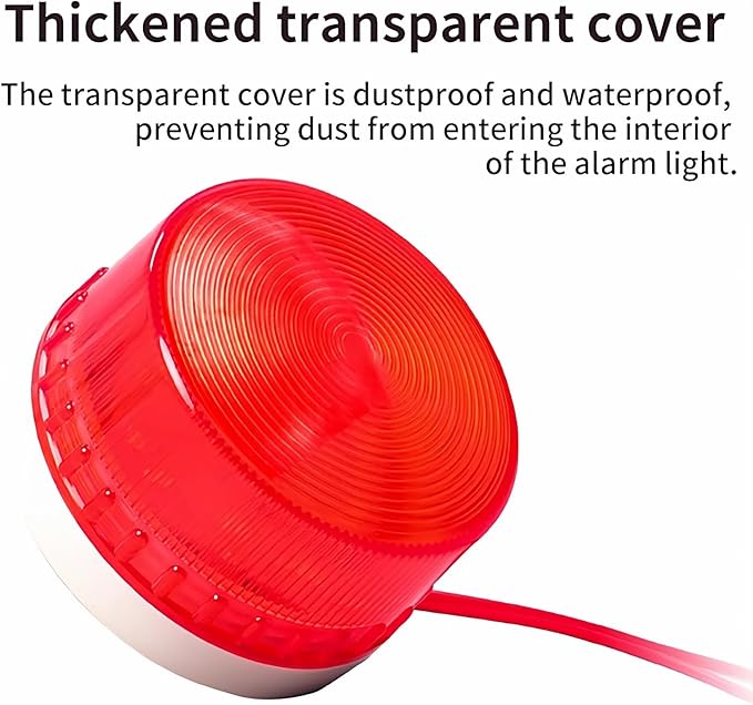 LTE-5061J LED Steady Beacon Light Silent, 12V Screw Mount Signal Warning Lamp for Industrial Machines, Warehouse, Security Monitoring, Construction Safety, Waterproof, Red (Steady No Sound)
