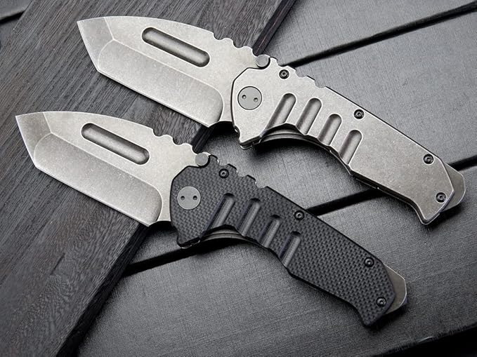 Gtk137 Folding Knife D2 Steel Blade G10 &Steel Handle EDC Tool Knife for Outdoor Camping(G10&Steel)