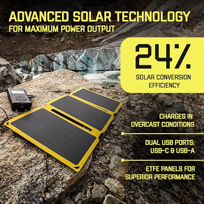 SunJack ??15 Watt Foldable Solar Panel, ETFE Monocrystalline Portable Solar Panel with USB-C and USB-A, IP67 Waterproof Solar Panels for Camping, Backpacking, Hiking and Travel