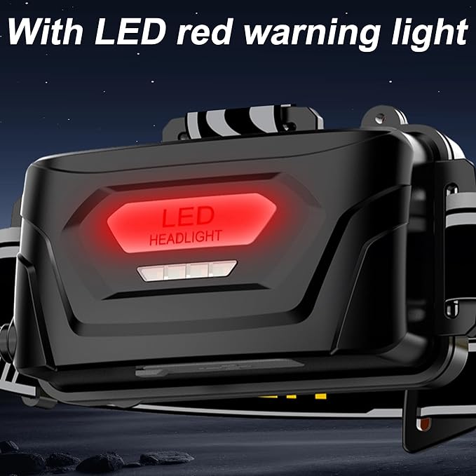1200LM Headlamp Rechargeable, 3Modes Led HeadLamps, Lightweight, Waterproof & Smart Gesture-Sensing Headlight 90°Adjustable Zoom HeadLights for Forehead, Hardhat Headlamp for Outdoor Camping Hiking