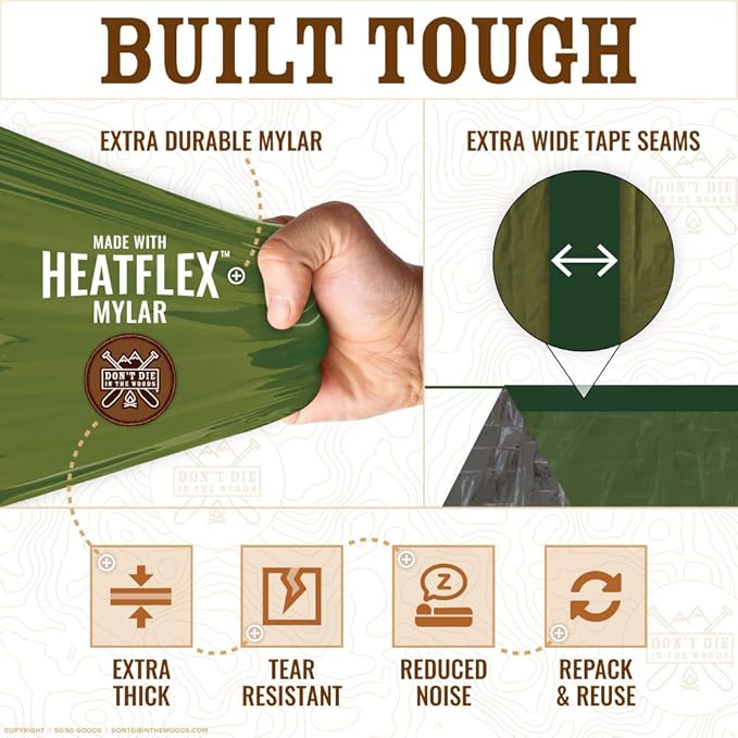 World's Toughest Ultralight Survival Tent ??2 Person Mylar Emergency Shelter Tube Tent + Paracord ??Year-Round All Weather Protection for Hiking, Camping, & Outdoor Survival Kits