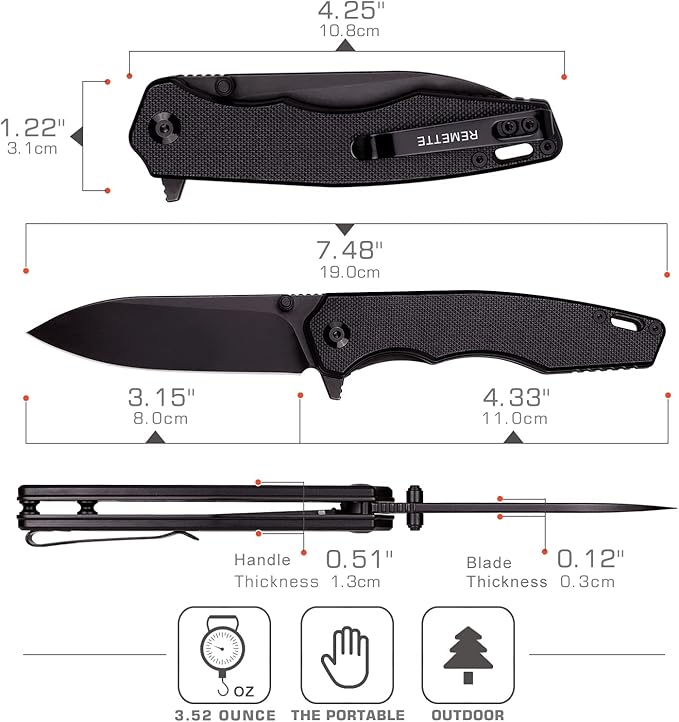 Folding Pocket Knife Handfeel, 9Cr18MoV Blade with G10 Durable Handle,EDC Knife with Clip, SharP Camping knives