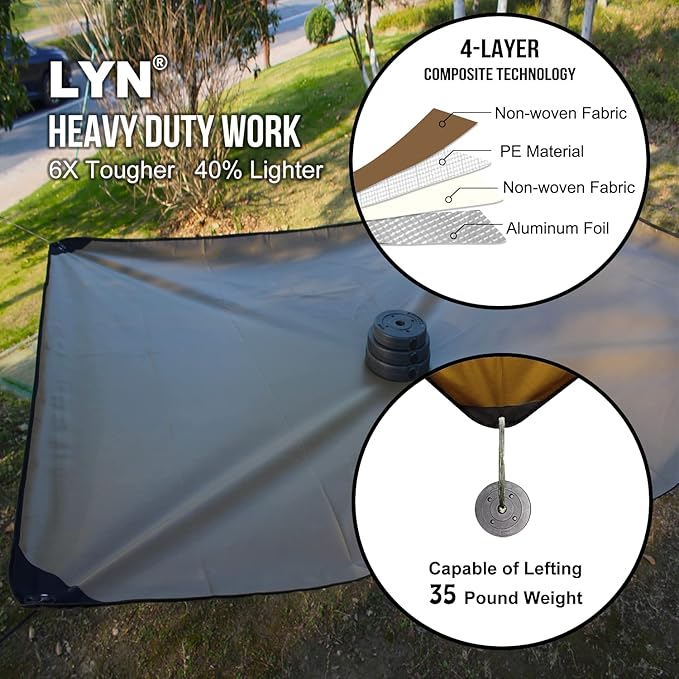 LYN Heavy Duty Emergency Blanket Survival Gear Waterproof Insulated Blanket Emergency Tarp for Camping, Hiking, Bushcraft