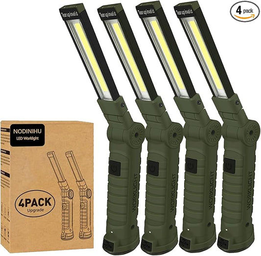 Working Light Portable, Rechargeable Work Lights with Magnetic Base Hanging Hook,360° Rotate 5 Modes,COB LED 700 Lumens Foldable Inspection Light for Car Repair, Grill and Outdoor Use(4pack)