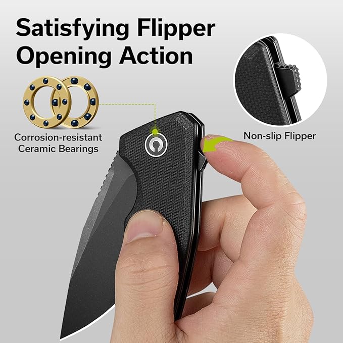 CIVIVI Pocket Knife for EDC, Regulatron Folding Knife for Men with Flipper Opener, Liner Lock, 2.98" Nitro-V Blade G10 Handle for Camping, Hunting C23006-1
